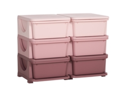 Caixa Organizadora Infantil, Para Crianças, 3 Gavetas, Rosa