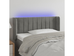 Vidaxl Cabeceira Cama C/ Luzes Led Veludo 103x16x78/88 Cm Cinza-claro