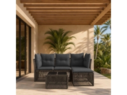 Vidaxl Conjunto De Sofá De Jardim 5 Pcs Cinzento Vime Pe
