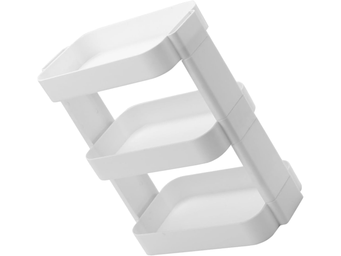 Organizador De Mesa Multifuncional Para Cosméticos Em Abs Branco Com 3 Camadas, Ideal Para O Quarto
