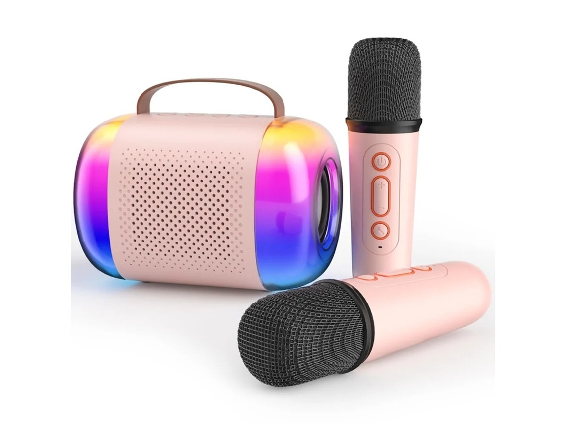 Mini Máquina De Karaokê Para Crianças Máquina De Karaokê Portátil Com 2 Microfones Sem Fio E Luzes Led Coloridas Para Festa Em Casa Brinqu Yizhood