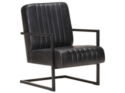Vidaxl Poltrona Cantilever Couro Genuíno Preto