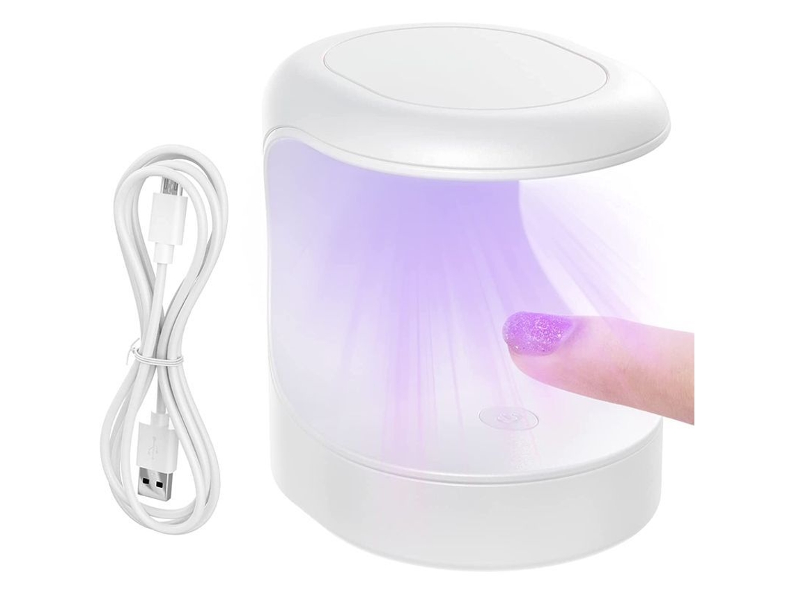Lâmpada Uv para Unhas Mini, Aiseely com 3 Pérolas de Luz Convergente 45°, Rápido Secagem 60s Usb (branco)