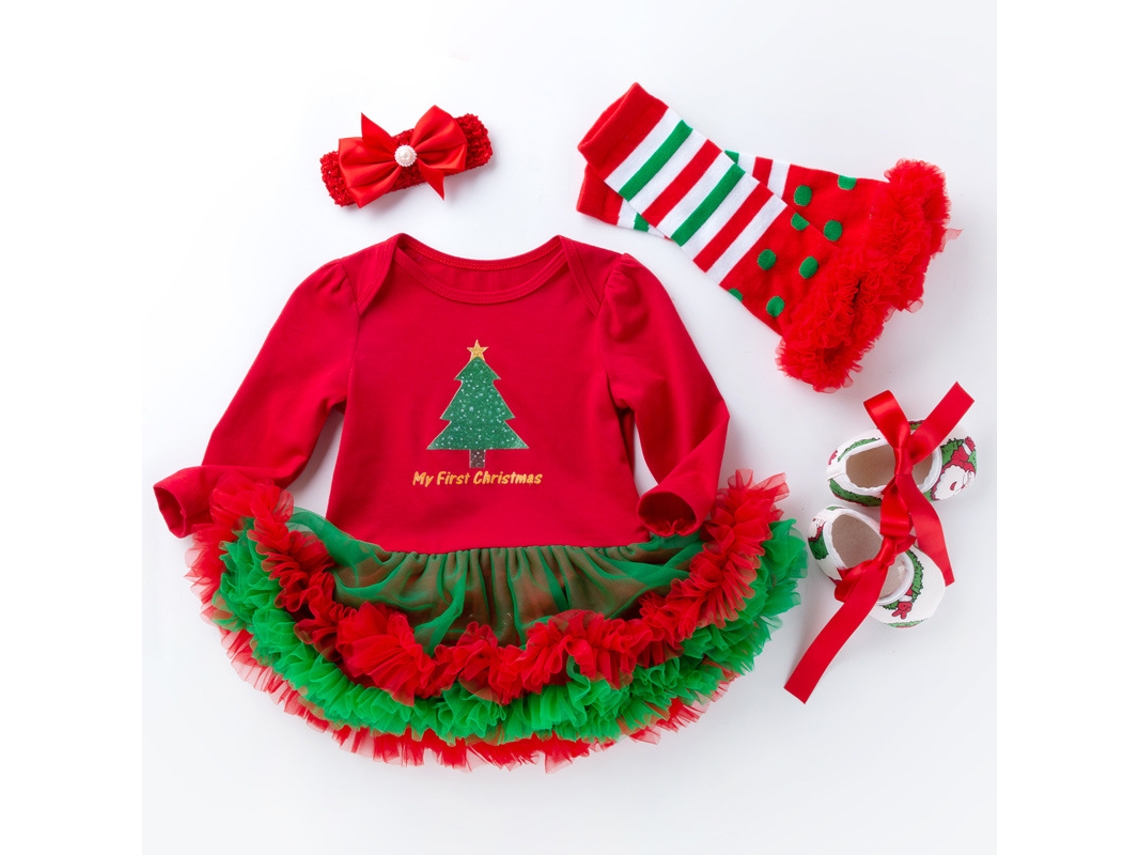 Conjunto de Saia Macacão de Bebê de Roupas de Natal 66Cm