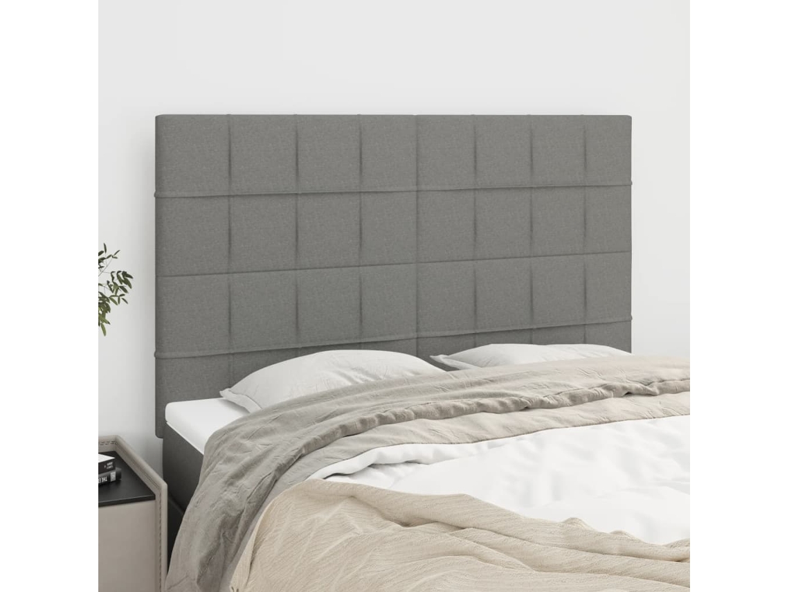 Cabecero de tela de 4 piezas 72x5x78/88 cm gris oscuro