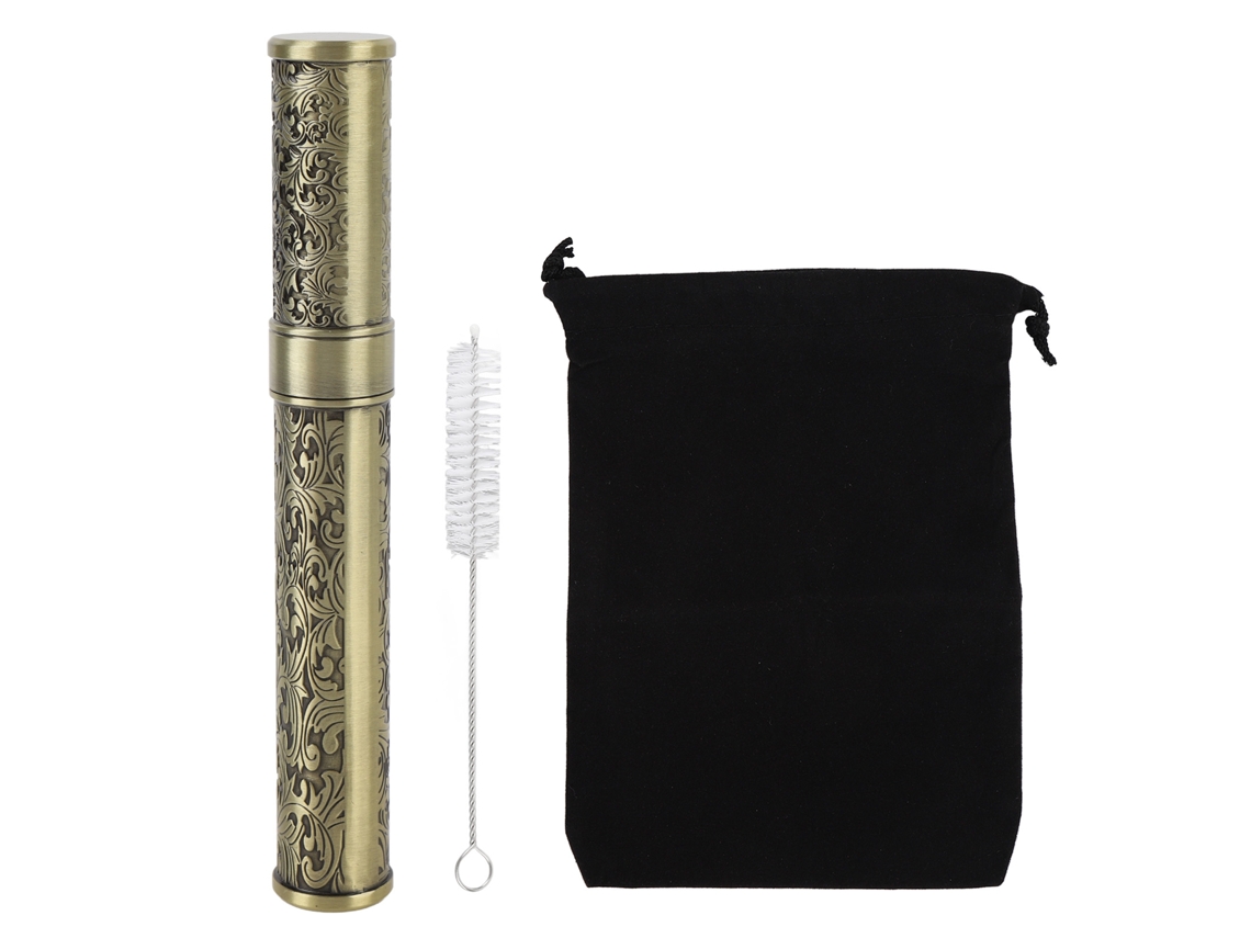 Tubo de metal estampado à prova d'água, portátil, na cor bronze, ideal para camping, viagens e atividades ao ar livre.