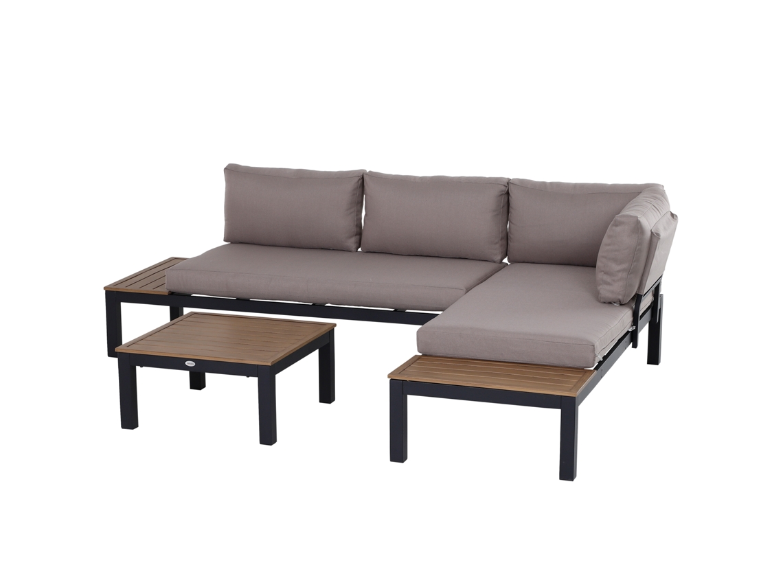 Conjunto de 5 Peças em Rattan Cinza Claro com Almofadas para Varanda e Terraço