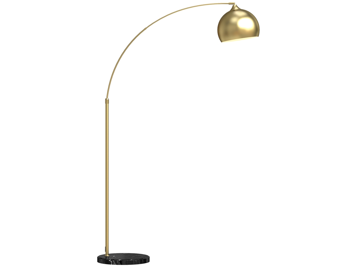 Candeeiro De Pé Arco Ajustável Moderno Dourado E Preto