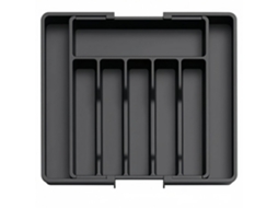 Organizador De Talheres Para Gaveta – Bandeja De Talheres – 33 X 38 X 2 Cm – Plástico – Preto