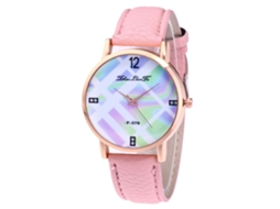 Reloj Casual De Moda Unisex Con Cuerda De Cuero Quartz Zhoulianfa (rosa)