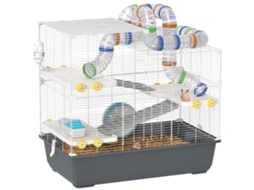 Gaiola De Hamster Anão, 4 Níveis, Sistema De Túneis, Cabana, Acessórios, Abertura Superior, 78 X 45 X 73 Cm, Cinza