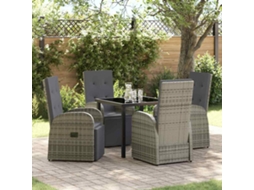Vidaxl Conjunto de Jantar para Jardim 5 Pcs Cinzeto Vime Pe