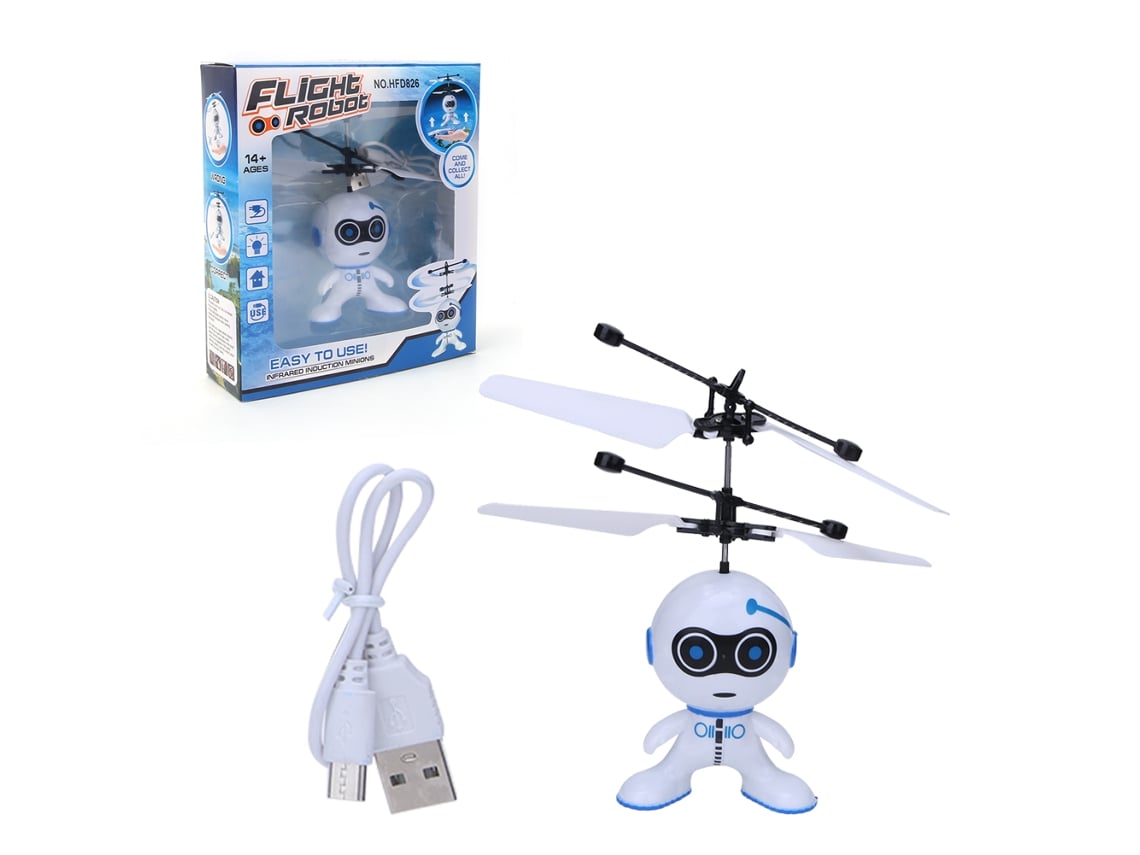 Ats brinquedo Eletrônico de Avião com Sensor Inteligente para Crianças, Suspensão com Luz, Avião Mini Indutor Branco