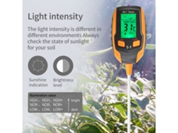 Testador de solo 4 em 1 medidor de umidade pH temperatura luz solar para jardins | S/MARCA