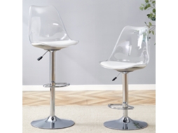 Conjunto De 2 Bancos De Bar Giratórios E Ajustáveis Em Metal E Plástico Transparente Com Assento Pu