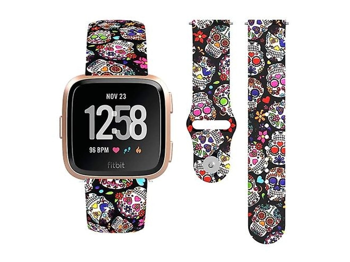 Pulseira De Relógio Lurelia Para Fitbit Versa 2 / Lite 22 Mm Silicone Cor Caveira