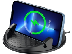 Carregador sem fio para carro 15W Ventosa de carga rápida Carregador sem fio Suporte para telefone para carro preto uma peça