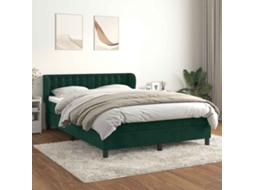 Vidaxl Cama Com Molas/colchão 140x190 Cm Veludo Verde-escuro