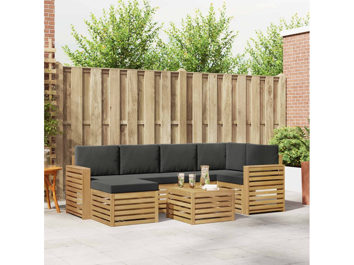 Vidaxl Conjunto De Sofás Para Exterior 7 Pcs Branco E Antracite