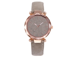 Relógio de Pulso Feminino Vansvar de Couro Pu com Textura Mate e Movimento de Quartzo Cinza