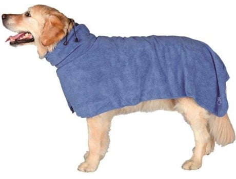 Robe de Banho para Cães TRIXIE com Gola Ajustável (Azul - 50cm - Microfibra - M - Porte Médio)