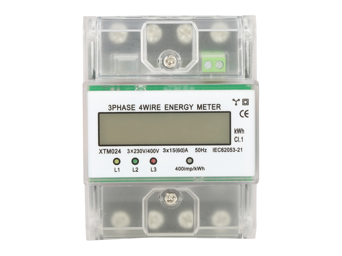 Contador Elétrico Trifásico Digital Lcd 4 Fios Din Rail Kwh (15(60)a)