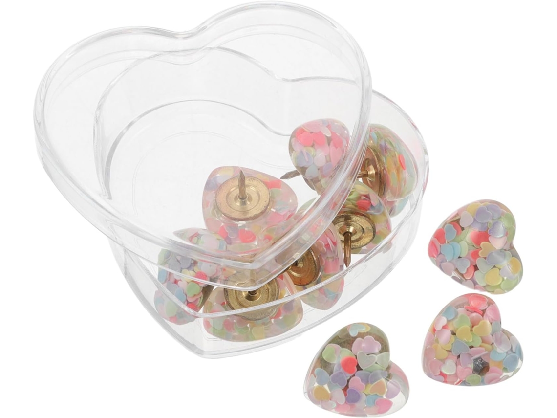 Nuobesty Conjunto De 10-tachinhas Decorativas Em Formato Coração Para Escritório E Quadros Cortiça, Design Ergonômico E