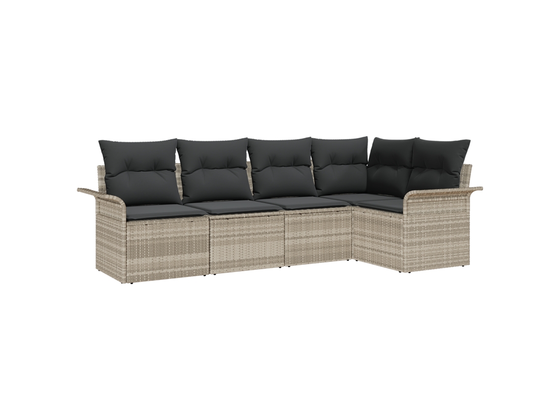Conjunto 5 Sofá De Jardim Vidaxl Cinzento-claro Vime Pe (242,5 X 132,5 X 85 Cm)