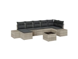 Conjunto 8 Seccional Para Exteriores Vidaxl Cinzento Vime Pe (55 X 55 X 37 Cm)