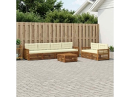 Vidaxl Conjunto De Sofás Para Exterior 7 Unid. Natural E Creme