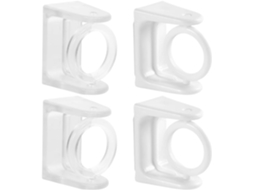 Pretyzoom Conjunto de 4 Suportes Adesivos para Barra Chuveiro com Ajuste 360°, Material Abs, Adaptáveis À Parede