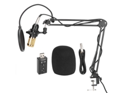 Kit de microfone de condensador de estúdio com filtro antipop e braço articulado para podcasting e gravação em PC