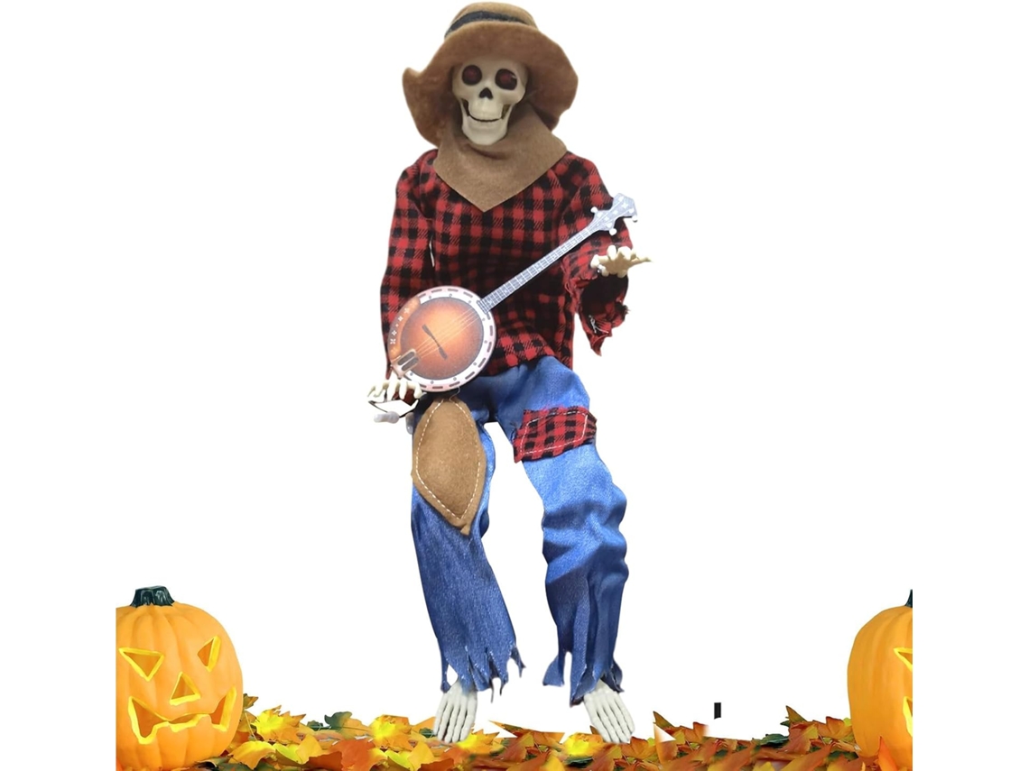 Esqueleto de Halloween para Uso Externo Decora o Musical Ajust Vel com Banjo Animado 60 Cm Ideal Ambientes Internos VAYOTOY