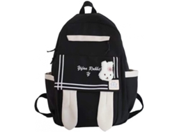 Mochila Escolar, Feminina, Fofa Com Pingente Para Viagem, Cor Preta