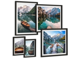 Conjunto De Pinturas Lagos Tranquilos Barcos De Madeira Espelharte (5 Peças)