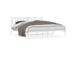 Estrutura de Cama com Cabeceira Metal Branco MAISON EXCLUSIVE 183x213 cm