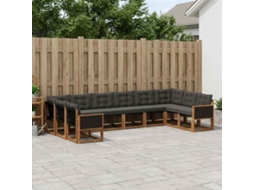 Vidaxl Conjunto De Sofás Para Exterior 10 Pcs Natural E Preto