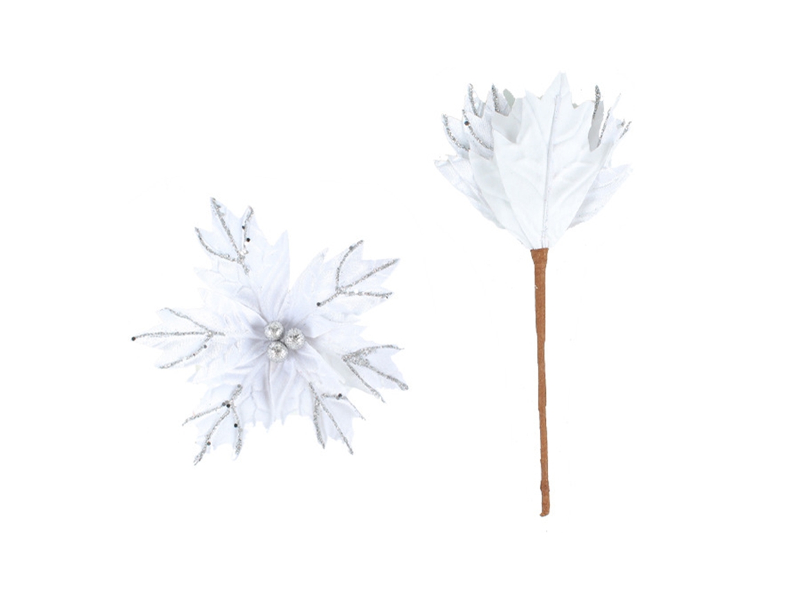 Laxiscreed Árvore De Natal Prateada Com Decoração Floral De 22cm Em Tecido
