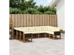 Vidaxl Conjunto De Sofás Para Exterior 9 Unid. Natural E Creme