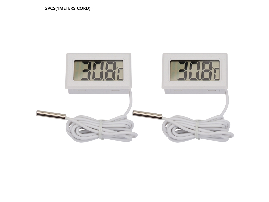 2 Peças Mini Termômetro Digital Lcd Interior Com Cabo De 1 Metro (branco)
