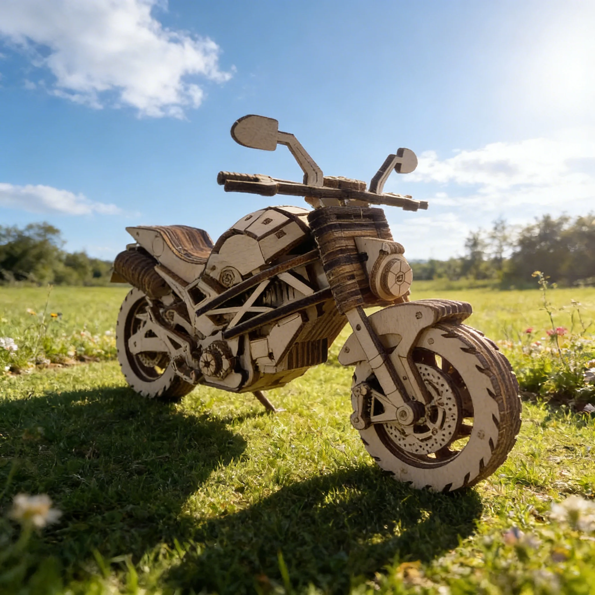 Brinquedo de Motocicleta de Madeira Quebra cabeça Diy Brinquedo 3d MDUG