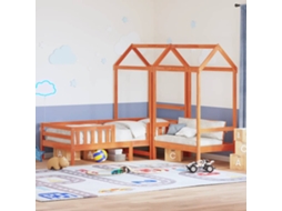Vidaxl Conj. De Cama E Banco C/ Telhado 90x190 Cm Pinho Castanho-mel
