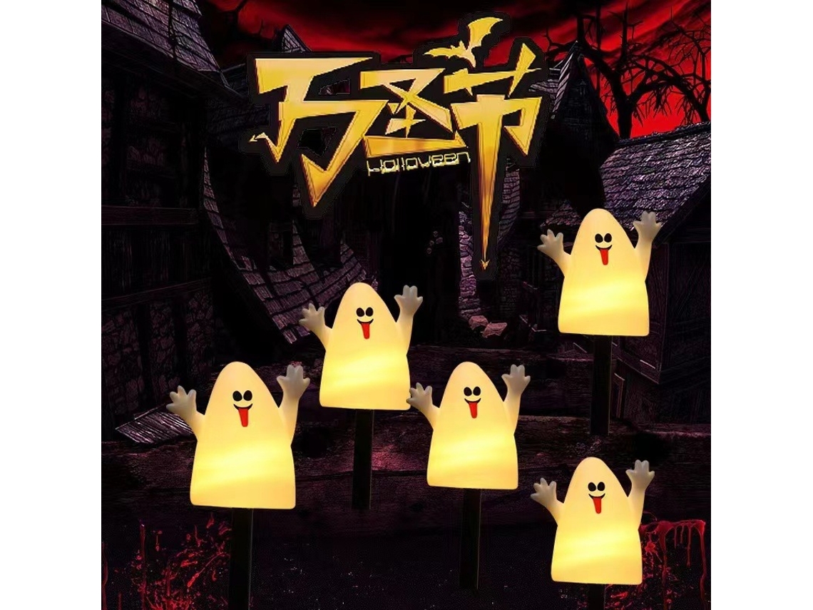 Lurelia Luz Led De Solo Para Halloween, Motivo Temático, 5 Estacas Pretas, Caixa Com 5 Baterias, Ip65