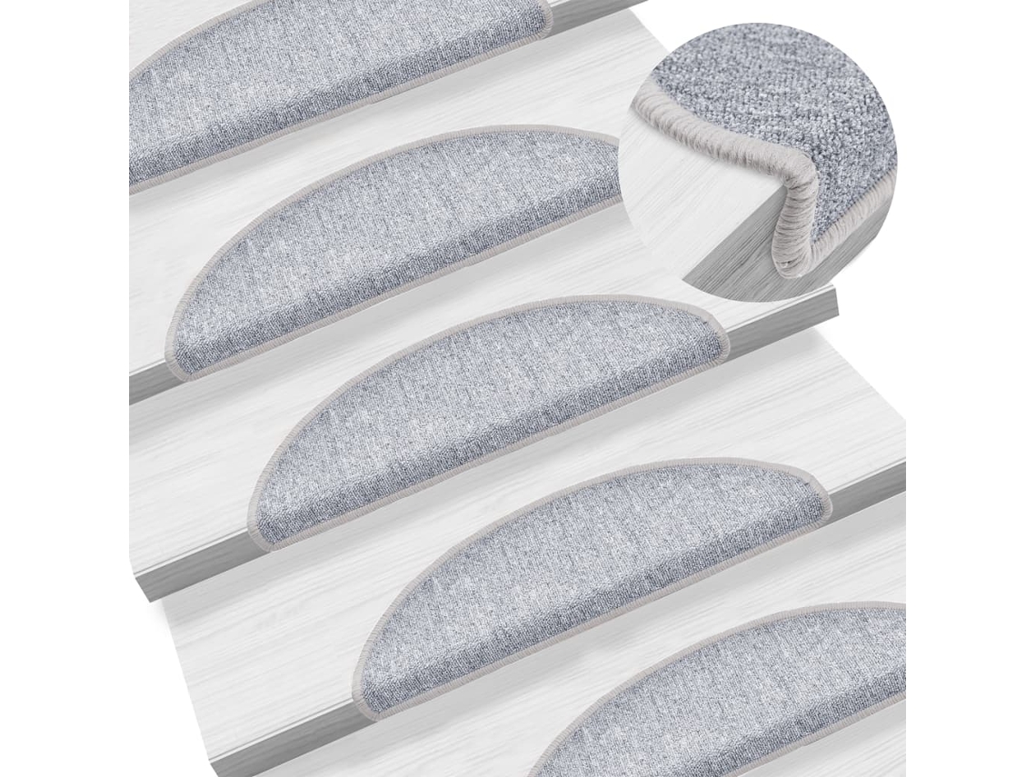 Vidaxl Tapetes De Escada 15 Pcs 56x17x3 Cm Cinzento Claro