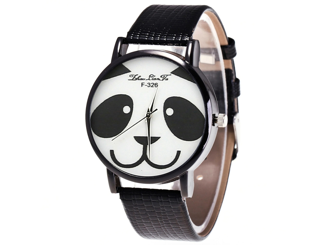 Relógio de pulso Zhoulianfa Fashionable Illustration Quartz com pulseira de couro PU (preto) unissex