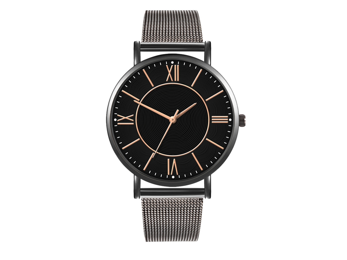 Reloj De Moda Para Parejas Con Correa De Malla Dial Redondo Cuarzo Unisex