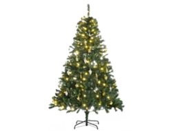 Árvore De Natal Artificial Com 745 Ramos 200 Luzes Led Com Cor Branco Quente Suporte E Decorações Incluídas Ø112x180cm Verde