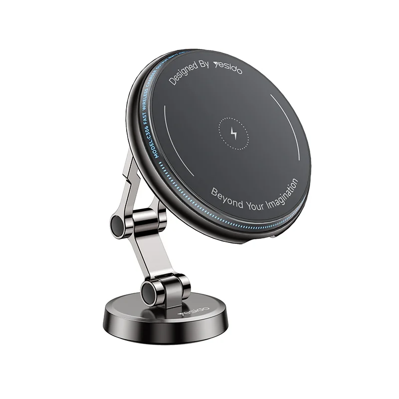 Suporte Para Celular Sem Fio - Rncyn - Rotação De 360° - Três Eixos - Antivibração - Liga De Zinco - 15w - Preto