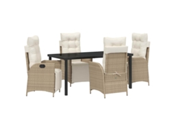 Maison Exclusive - Conjunto De Jantar Para Jardim Com Almofada 5 Pcs Bege Vime Pe