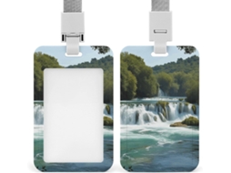 Porta Crachá Impermeável Com Estampa de Cachoeiras No Rio Krka, Ideal Escritórios, Enfermagem, Ensino E Mulheres